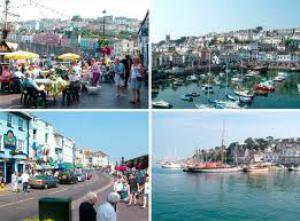 Brixham Harbour, shops and quayside